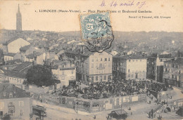 CPA 87 LIMOGES / PLACE HAUTE VIENNE ET BOULEVARD GAMBETTA / Cpa Rare - Autres & Non Classés