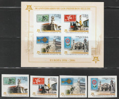 CUBA - N°4275B/78B+BLOC N°204B ** (2005) 50e Anniversaire Des émissions Des Timbres "Europa" - Unused Stamps