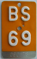 Velonummer Mofanummer Basel Stadt BS 69, Erste Gelbe BS ! - Plaques D'immatriculation