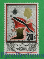 S483 - TRINIDAD AND TOBAGO 1969 BANDIERA E MAPPA - FLAG AND MAP 20c USATO - USED - Trinidad & Tobago (1962-...)