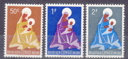 Timbres  Neufs**Congo Belge, N°362-364 YT, Noël, Nativité, Vierge Marie, 1959 - Nuevos