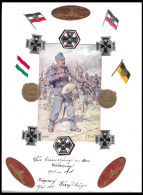 KRIEGSDORF WW1 GERMANY AUSTRIA K.u.K PATRIOTIC SHEET WELTKRIEG EMBOSSED GOTT STRAFE ENGLAND U-BOAT VIGNETTE Reklamemarke - Militaria