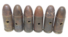 Lot De 6 Cartouches (VIDES ET INERTES) De 9mm Parabellum Pour Sten GB WW2 Anglais - 1939-45