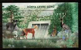 TURKEY -         WORLD ENVIRONMENT DAY 9 JUNE 2020 - DEERS + FOX + RABBIT - Unused Stamps