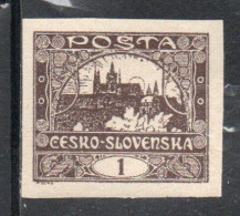 CZECH REPUBLIC REPUBBLICA CECA CZECHOSLOVAKIA CESKA CECOSLOVACCHIA 1919 HRADCANY AT PRAGUE 1h MNH - Unused Stamps