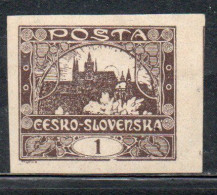 CZECH REPUBLIC REPUBBLICA CECA CZECHOSLOVAKIA CESKA CECOSLOVACCHIA 1919 HRADCANY AT PRAGUE 1h MNH - Unused Stamps