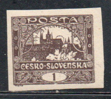 CZECH REPUBLIC REPUBBLICA CECA CZECHOSLOVAKIA CESKA CECOSLOVACCHIA 1919 HRADCANY AT PRAGUE 1h MNH - Ongebruikt