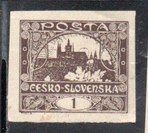CZECH REPUBLIC REPUBBLICA CECA CZECHOSLOVAKIA CESKA CECOSLOVACCHIA 1919 HRADCANY AT PRAGUE 1h MNH - Ongebruikt