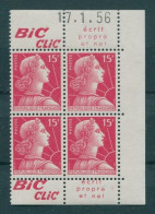 !!! 15 F MARIANNE DE MULLER BLOC DE 4 AVEC PUBS BIC CLIC ET COIN DATE NEUF ** - 1950-1959