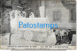 215069 SWITZERLAND A CHAUX DE FONDS COSTUMES SPORTS WINTER SNOW BUILDING COMPETITION POSTAL POSTCARD - Port