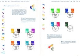 Sous La Faciale 8.42 €  " LES MARIANNES EN EURO " Sur Document Philatélique Officiel De 4 Pages De 2002 N°YT 3443 à 34 - 1997-2004 Marianne Du 14 Juillet