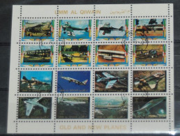 UMM AL QAIWAIN 1972, Transport, Aviation, Airplanes, Mi #1274-89, Miniature Sheet, Used - Aerei
