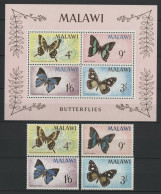 MALAWI N° 37 à 40 + BF 5 Neufs ** (MNH) Cote 42 € PAPILLONS BUTTERFLIES Qualité TB. - Malawi (1964-...)