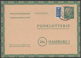 ⁕ Germany 1955 Deutsche Post ⁕ FUNKLOTTERIE (24a) Hamburg 1 ⁕ Berlin Stationery Postcard HAMBURG - Postales - Usados
