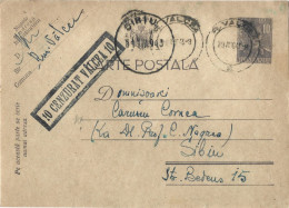 ROMANIA 1943 POSTCARD, CENSORED VALCEA 10 POSTCARD STATIONERY - Cartas De La Segunda Guerra Mundial