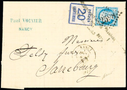 Double Affranchissement : N°60 OBL GC 2598 + T17 Nancy Pour Sarrebourg - Krieg 1870