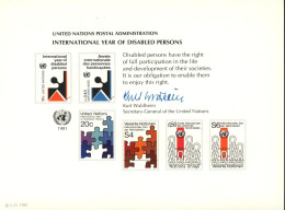 UN NEW York  Presentation Card ( PC 11 )  Year Of Disabled - Otros & Sin Clasificación