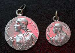 WW1 Lot De 2 Médailles Porte-bonheur De Poilu 14/18 "Jeanne D'Arc" Objet De Tranchée WWI - 1914-18