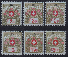 Portofreiheit Zumst. 2A-7A / MiNr. 2I-7I  - Schweizer Wappen Und Alpenrosen Mit Nummer - Postfrisch/**/MNH - Franchise