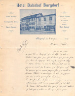 Hôtel Bahnhof Burgdorf Belle Photo Sur Papier Commercial Juin 1904 Besitzer Rud. Imhoof Gute Küche Vorzügliche Weine - Svizzera