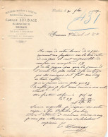 Lettre En-tête Menuiserie Camille Duvinage à Roubaix Spécialiste De Dents D'Engrenage Modelage Et Tournage Sept. 1887 - 1800 – 1899