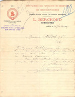 Lettre En-tête Manufacture Des Tapisseries De Belleville Et Des Velours Savonnerie Berchoud à Paris Juillet 1887 - 1800 – 1899