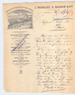 Lettre En-tête Fabrique De Peignes En Tous Genres Trigallez Et Bauduin à Tourcoing Juillet 1887 - 1800 – 1899