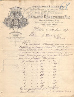 Lettre En-tête Tissages Lemaitre-Demeestère & Fils Toiles à Teidre Toiles à Matelas à Halluin Nord Juin 1887 - 1800 – 1899