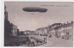 1918 Castelfranco Veneto, Un Saluto Dal Dirigibile, Cartolina FP Molto Animata E Paricolare. - Otros & Sin Clasificación