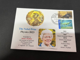 5-10-2023 (3 U 22) Nobel Physics Prize Awarded In 2023 - 1 Cover - OZ + Nobel (postmarked 3-10-2022) Anne L'Huillier - Prix Nobel