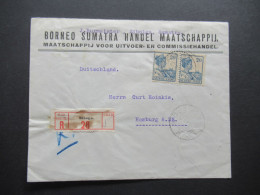 Niederländisch Indien 1927 Firmenumschlag Borneo Sumatra Handel Maatschapij. Einschreiben Siboga - Hamburg - Indes Néerlandaises