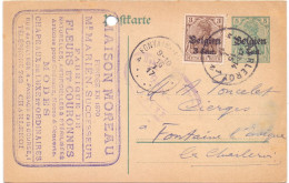 Briefkaart Carte Postale Postkarte Duitse Bezetting - Maison Moreau Charleroi à Fontaine L'Eveque - 1917 - Ocupación Alemana