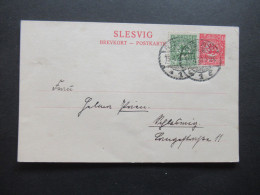 14.4.1920 DR Abstimmungsgebiet Schleswig / Slesvig  Ganzsache P 2 Mit Zusatzfrankatur Und Tagesstempel Flensburg - Schleswig