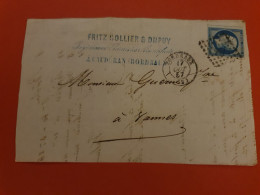 Napoléon 20ct Sur Devant De Lettre De Bordeaux Pour Vannes En 1857 - Réf 2588 - 1849-1876: Période Classique