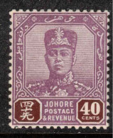 JOHORE 1922 40c Sultan Sir Ibrahim SG 118 HM #ASW1 - Johore