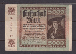 GERMANY - 1922 5000 Mark Circulated Banknote As Scans - 5000 Mark