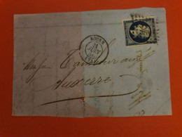 Napoléon 20ct ND Sur Devant De Lettre De Rouen Pour Auxerre En 1856 - Réf 2596 - 1849-1876: Klassik