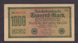 GERMANY - 1922 1000 Mark Circulated Banknote As Scans - 1000 Mark