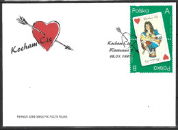 POLOGNE. N°3420-1 De 1997 Sur Enveloppe 1er Jour. Carte à Jouer/Love. - Zonder Classificatie