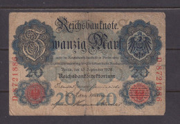 GERMANY - 1909 20 Mark Circulated Banknote As Scans - 20 Mark