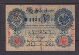 GERMANY - 1910 20 Mark Circulated Banknote As Scans - 20 Mark