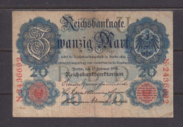 GERMANY - 1914 20 Mark Circulated Banknote As Scans - 20 Mark