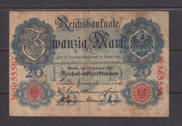 GERMANY - 1914 20 Mark Circulated Banknote As Scans - 20 Mark