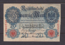 GERMANY - 1914 20 Mark Circulated Banknote As Scans - 20 Mark