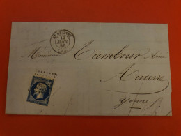 Napoléon ND 20ct Sur Lettre De St Etienne Pour Auxerre En 1856 - Réf 2631 - 1849-1876: Klassik