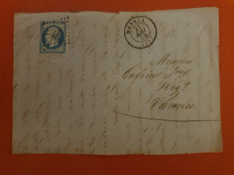 Napoléon ND 20ct Sur Devant De Lettre De Rennes Pour Vannes En 1855 - Réf 2633 - 1849-1876: Période Classique
