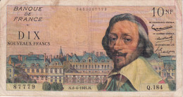 BILLETE DE FRANCIA DE 10 FRANCS DEL 6-4-1961 DE RICHELIEU  (BANKNOTE) - 10 NF 1959-1963 ''Richelieu''