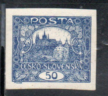 CZECH REPUBLIC REPUBBLICA CECA CZECHOSLOVAKIA CESKA CECOSLOVACCHIA 1919 HRADCANY AT PRAGUE 50h MNH - Unused Stamps