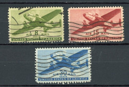 USA : -  TIMBRE DE POSTE AERIENNE - N° Yvert 27+29+31 Obli. - 2a. 1941-1960 Gebraucht