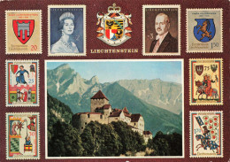 TIMBRES - Liechtenstein - La Reine D'Angleterre- Colorisé - Carte Postale Ancienne - Briefmarken (Abbildungen)